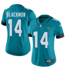 Nike Jaguars #14 Justin Blackmon Teal Green Alternate Women Jersey 2