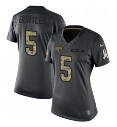 Womens Nike Jacksonville Jaguars 5 Blake Bortles Limited Black 2016 Salute to Service NFL Jersey