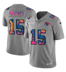 Kansas City Chiefs 15 Patrick Mahomes Men Nike Multi Color 2020 NFL Crucial Catch NFL Jersey Greyheather