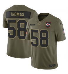 Men Kansas City Chiefs 58 Derrick Thomas Olive 2025 F U S E  Salute to Service Limited Stitched Football Jersey