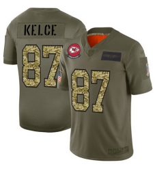 Nike Chiefs 87 Travis Kelce Olive Camo Men Stitched Football Limited 2019 Salute To Service Jersey