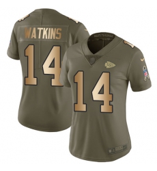 Nike Chiefs #14 Sammy Watkins Olive Gold Womens Stitched NFL Limited 2017 Salute to Service Jersey