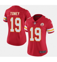 Women Kansas City Chiefs 19 Kadarius Toney Red Vapor Stitched Jersey