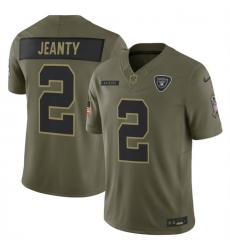 Men Las Vegas Raiders 2 Ashton Jeanty Olive 2025 F U S E  Salute to Service Limited Stitched Football Jersey