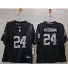 Women Las Vegas Raiders 24 Charles Woodson Black 2025 F U S E  Vapor Stitched Jersey 