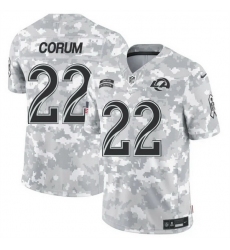 Men Los Angeles Rams 22 Blake Corum 2024 F U S E Arctic Camo Salute To Service Limited Stitched Football Jersey