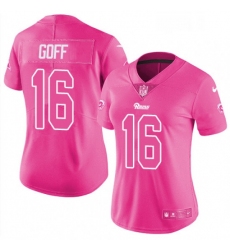 Womens Nike Los Angeles Rams 16 Jared Goff Limited Pink Rush Fashion NFL Jersey