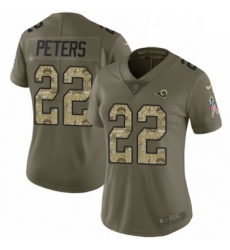 Womens Nike Los Angeles Rams 22 Marcus Peters Limited OliveCamo 2017 Salute to Service NFL Jersey