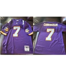 Men Minnesota Vikings Mitchell Ness Randall Cunningham #7 Purple Stitched NFL Jersey