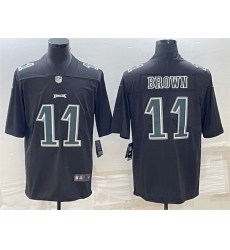 Men Philadelphia Eagles 11 A J  Brown Black Green Vapor Untouchable Limited Stitched Jersey