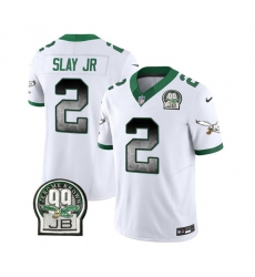 Men Philadelphia Eagles 2 Darius Slay JR White 2023 F U S E  Throwback Vapor Untouchable Limited Stitched Football Jersey