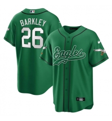 Men Philadelphia Eagles 26 Saquon Barkley Green Cool Base Stitched Baseball Jersey