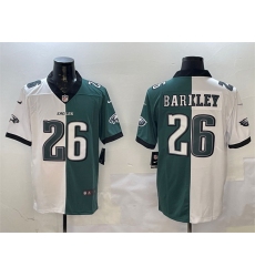 Men Philadelphia Eagles 26 Saquon Barkley White  26 Green Split Vapor Untouchable Limited Stitched Football Jersey