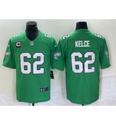 Men Philadelphia Eagles 62 Jason Kelce Green Vapor Limited With C Patch Stitched Football Jersey