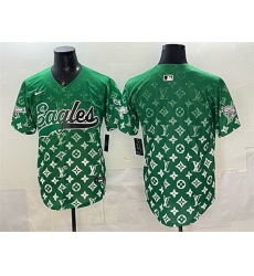 Men Philadelphia Eagles Blank Green With Patch Limited Stitched Baseball Jersey