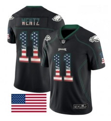 Mens Nike Philadelphia Eagles 11 Carson Wentz Limited Black Rush USA Flag NFL Jersey