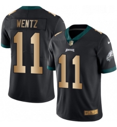 Mens Nike Philadelphia Eagles 11 Carson Wentz Limited BlackGold Rush NFL Jersey