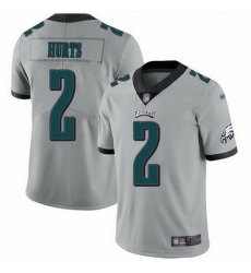 Nike Eagles 2 Jalen Hurts Silver Men Stitched NFL Limited Inverted Legend Jersey