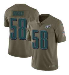 Nike Eagles #58 Jordan Hicks Olive Mens Stitched NFL Limited 2017 Salute To Service Jersey