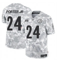 Men Pittsburgh Steelers 24 Joey Porter Jr  2024 F U S E Arctic Camo Salute To Service Limited Stitched Football Jersey