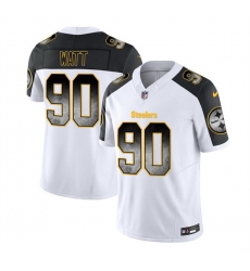 Men Pittsburgh Steelers 90 T J  Watt White Black 2023 F U S E  Smoke Vapor Untouchable Limited Stitched Jersey