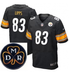 Men's Nike Pittsburgh Steelers #83 Louis Lipps Elite Black NFL MDR Dan Rooney Patch Jersey