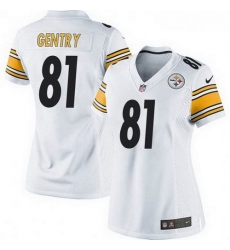 Women Nike 81 Zach Gentry Pittsburgh Steelers Game White Jersey