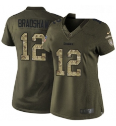 Womens Nike Pittsburgh Steelers 12 Terry Bradshaw Elite Green Salute to Service NFL Jersey