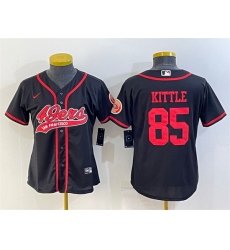 Women San Francisco 49ers 85 George Kittle Black With Patch Cool Base Stitched Baseball Jersey