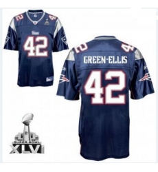 Men New England Patriots #42 Green-Ellis Dark Blue Super Bowl XLVI Embroidered NFL Jersey