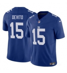 Men New York Giants 15 Tommy DeVito Blue 2023 F U S E  Vapor Untouchable Limited Stitched Jersey