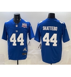 Men New York Giants 44 Cam Skattebo Royal 2025 Draft F U S E 100th Season 26 State Patch Vapor Limited Stitched Football Jersey Men New York Giants 44 Cam Skattebo Royal 2025 Draft F U S E 100th Season 26 State Patch Vapor Limited Stitched Football Jersey