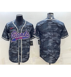 Men New York Giants Blank Grey Camo With Patch Cool Base Stitched Baseball Jersey