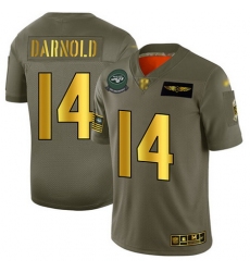 Jets 14 Sam Darnold Camo Gold Men Stitched Football Limited 2019 Salute To Service Jersey