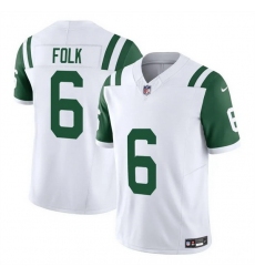 Men New York Jets 6 Nick Folk White 2025 F U S E  Classic Alternate Vapor Untouchable Limited Stitched Jersey