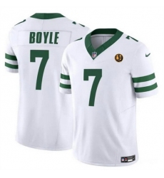 Men New York Jets 7 Tim Boyle White 2023 F U S E  Throwback With John Madden Patch Vapor Limited Stitched Football Jersey