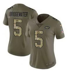 Nike Jets 5 Teddy Bridgewater Olive Camo Women Salute To Service Limited Jersey