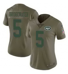 Nike Jets 5 Teddy Bridgewater Olive Women Salute To Service Limited Jersey