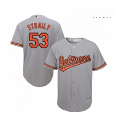 Mens Baltimore Orioles 53 Dan Straily Replica Grey Road Cool Base Baseball Jersey 