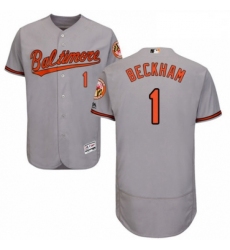 Mens Majestic Baltimore Orioles 1 Tim Beckham Grey Road Flex Base Authentic Collection MLB Jersey