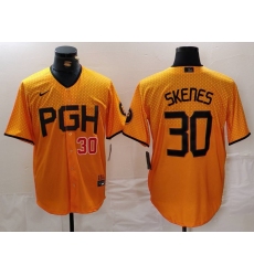 Men Pittsburgh Pirates 30 Paul Skenes Gold City Connect Stitched Jersey 3