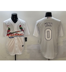 Men St  Louis Cardinals 0 Masyn Winn White Cool Base Stitched Baseball Jersey