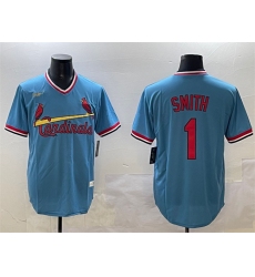 Men St  Louis Cardinals 1 Ozzie Smith Blue Stitched Baseball Jersey