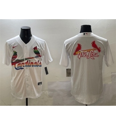 Men St  Louis Cardinals Team Big Logo White Cool Base Stitched Baseball Jersey