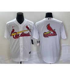 Men St  Louis Cardinals White Big Team Logo In Back Cool Base Stitched Jersey