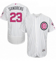 Mens Majestic Chicago Cubs 23 Ryne Sandberg Authentic White 2016 Mothers Day Fashion Flex Base MLB Jersey
