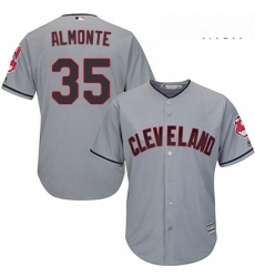 Mens Majestic Cleveland Indians 35 Abraham Almonte Replica Grey Road Cool Base MLB Jersey