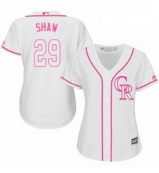 Womens Majestic Colorado Rockies 29 Bryan Shaw Authentic White Fashion Cool Base MLB Jersey 