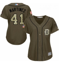 Womens Majestic Detroit Tigers 41 Victor Martinez Replica Green Salute to Service MLB Jersey