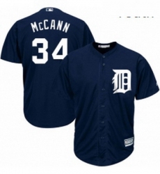 Youth Majestic Detroit Tigers 34 James McCann Authentic Navy Blue Alternate Cool Base MLB Jersey